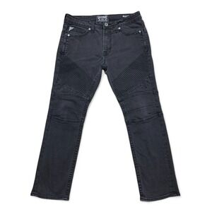 Salvage Havoc Moto Jeans Mens 34(Actual 33) Black Slim Straight Buckle Exclusive